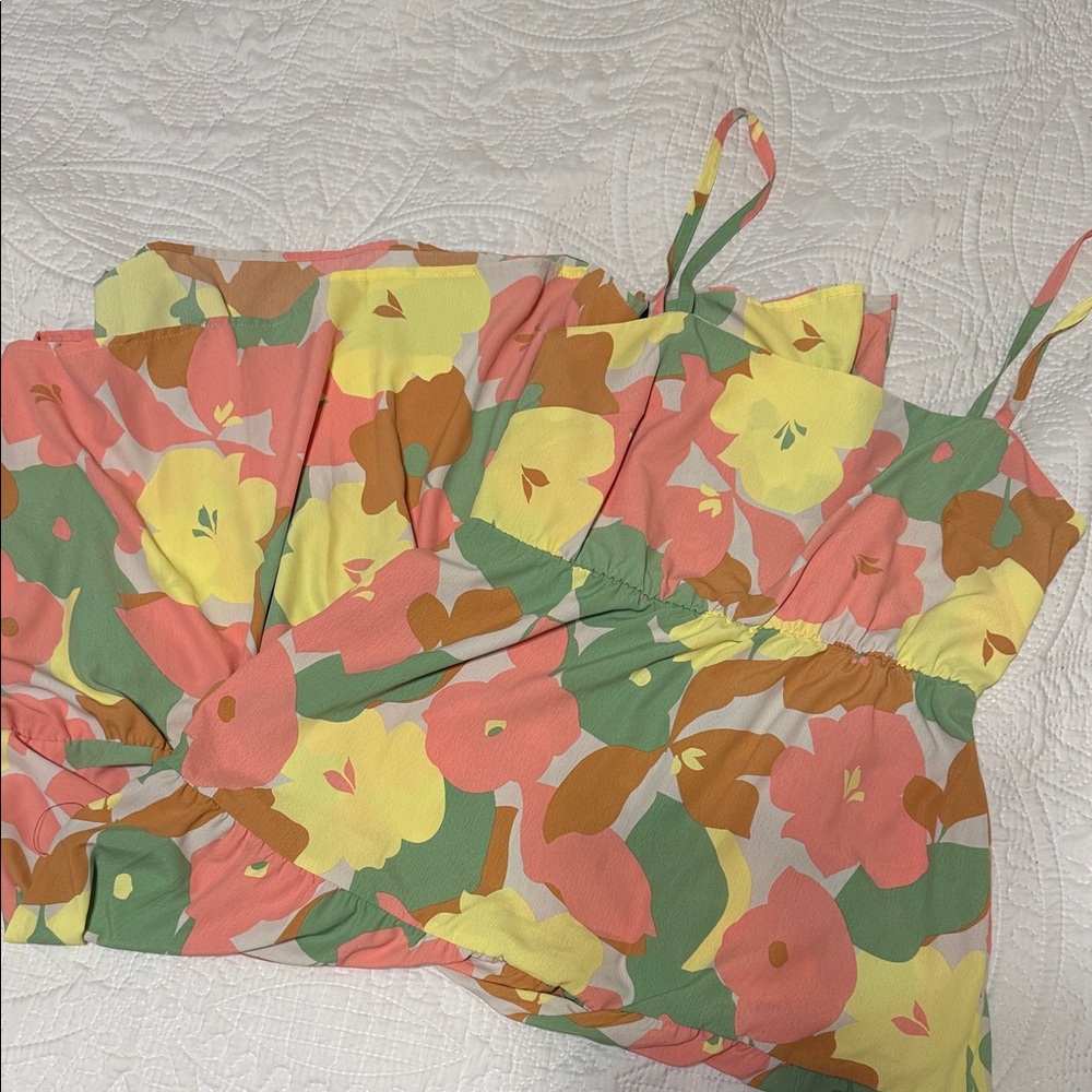 Floral Maxi Dress in Pink, Yellow, and Green